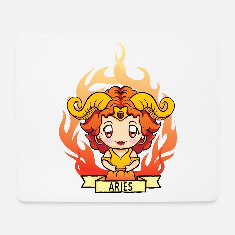 Sternzeichen Mädchen: Widder, Widder - Mousepad (Querformat) - Weiß