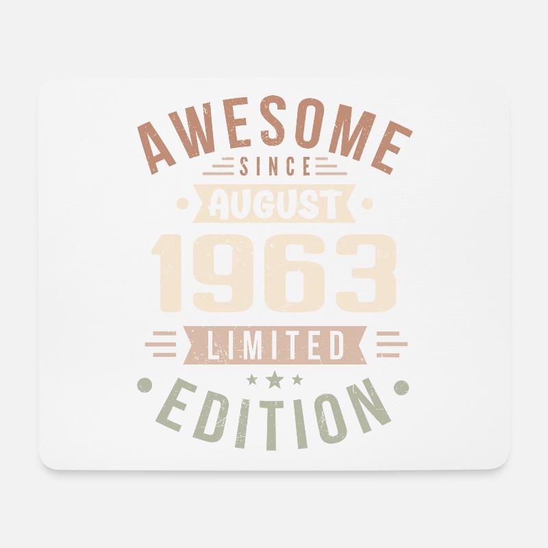 August 1963 Geburtstag im August 1963 Vintage 1963 - Mousepad (Querformat) - Weiß