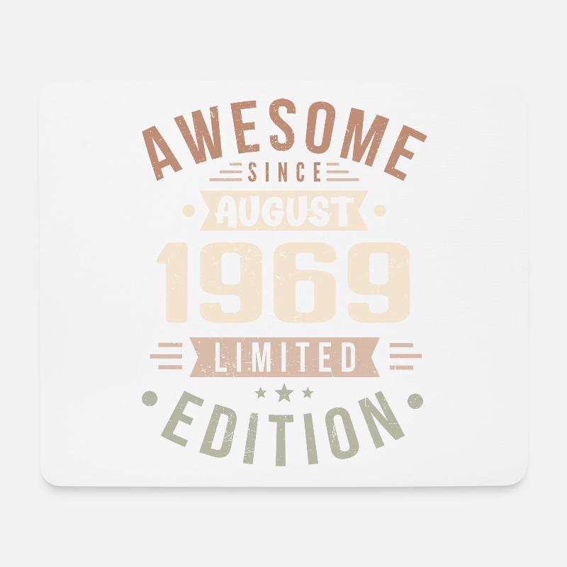 August 1969 Geburtstag im August 1969 Vintage 1969 - Mousepad (Querformat) - Weiß