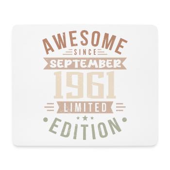 1961 Septembre Anniversaire Né en septembre 1961 - Tapis de souris (format paysage) - blanc - Devant