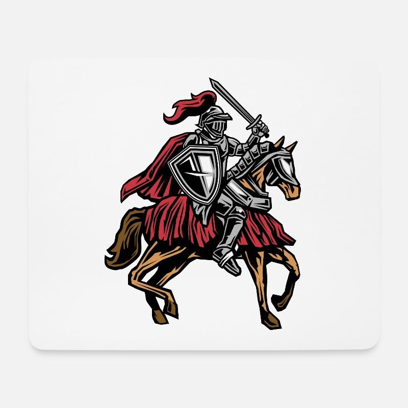Ritter auf Pferd - Mousepad (Querformat) - Weiß