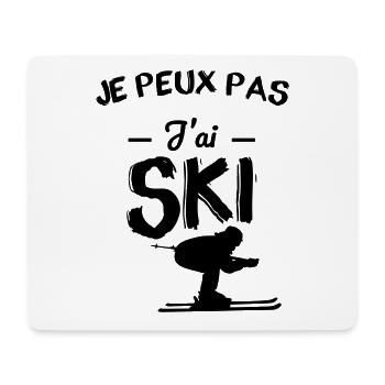 Ski - Je peux pas j'ai ski - Tapis de souris (format paysage) - blanc - Devant