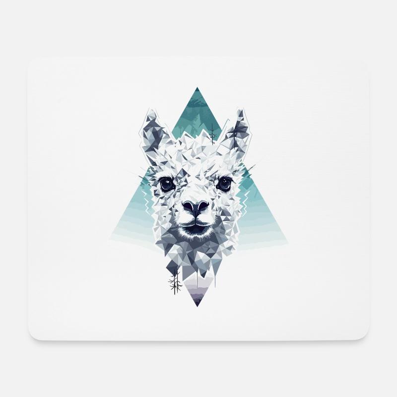 Süßes Alpaka polygon - Mousepad (Querformat) - Weiß