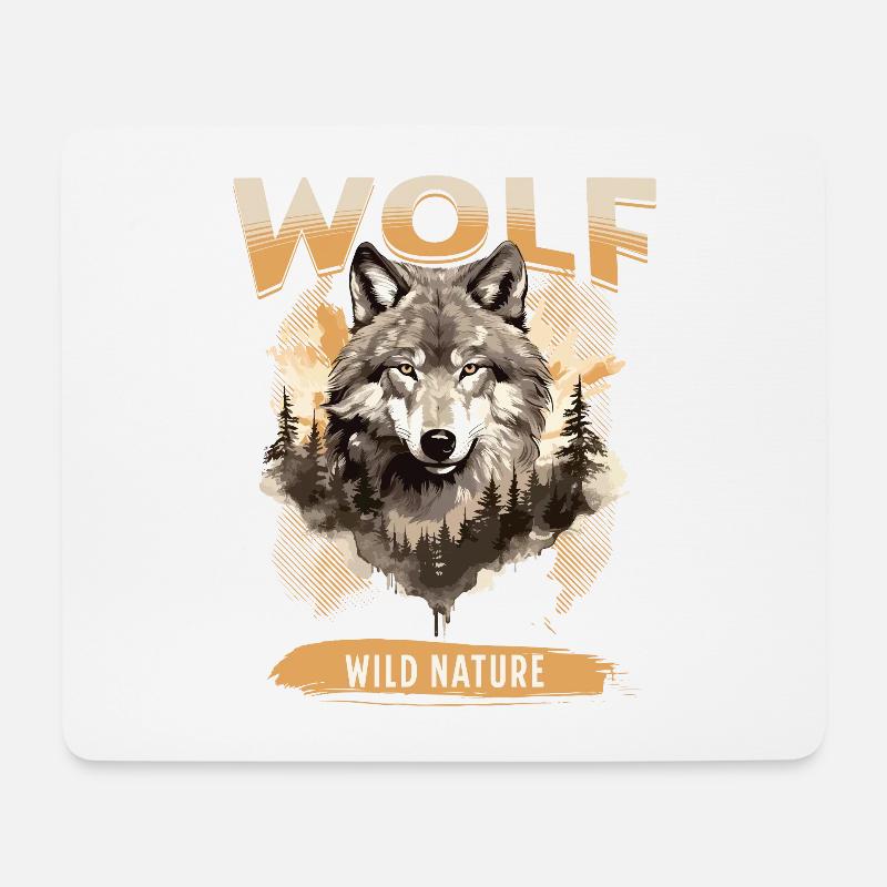 Wolf Wolfskopf Natur Wildnis Abenteuer Wald Kunst - Mousepad (Querformat) - Weiß