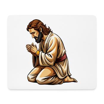 Jesus kniend und betend - Mousepad (Querformat) - Weiß - Vorne
