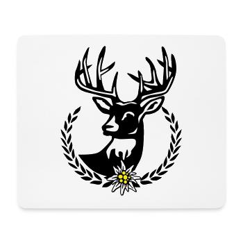 Hirsch Lorbeerkranz Wiesn Edelweiss - Mousepad (Querformat) - Weiß - Vorne