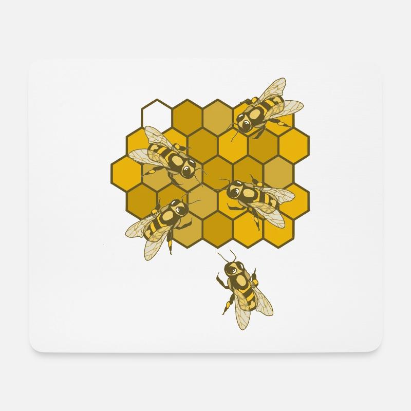Bienen auf Wabe - Mousepad (Querformat) - Weiß