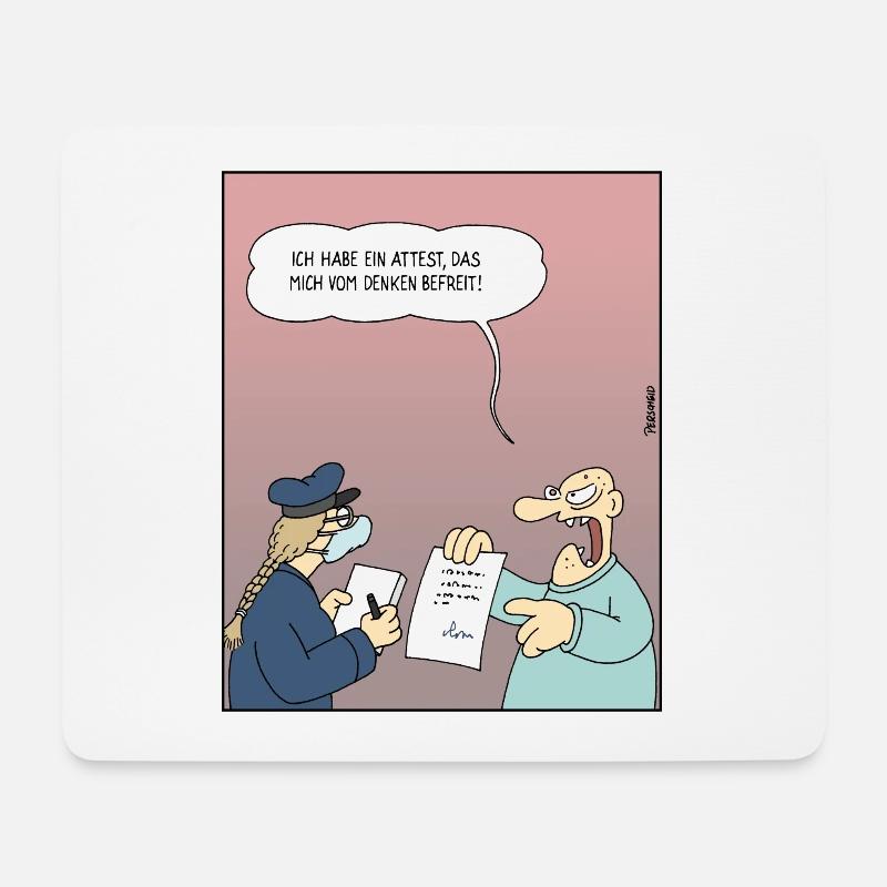 4256 VollpfostenIdiotenSchlappschwanzattest - Mousepad (Querformat) - Weiß