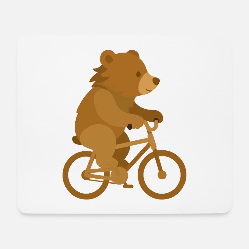 Fröhlicher Bär auf Fahrrad –Verspieltes Tierdesign - Mousepad (Querformat) - Weiß