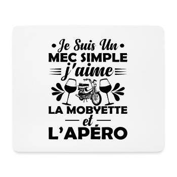 Mec Simple Qui Aime La Mobylette Et L'apéro - Tapis de souris (format paysage) - blanc - Devant