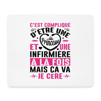 Infirmière Princesse Cadeau Anniversaire Médecine - Tapis de souris (format paysage) - blanc - Devant