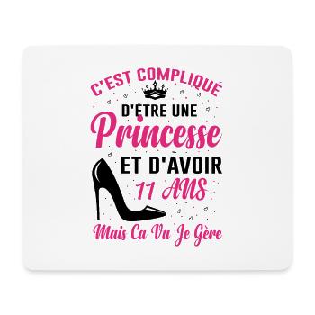 Princesse 11 Ans Idée Cadeau Anniversaire Amour - Tapis de souris (format paysage) - blanc - Devant