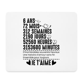 Cadeau Pour 6 Ans De Mariage - Tapis de souris (format paysage) - blanc - Devant