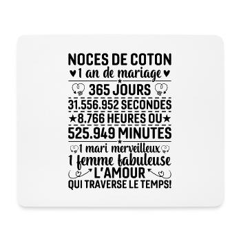 Noces De Coton 1 An De Mariage - Tapis de souris (format paysage) - blanc - Devant