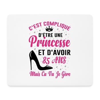 Princesse 85 Ans Idée Cadeau Anniversaire Amour - Tapis de souris (format paysage) - blanc - Devant