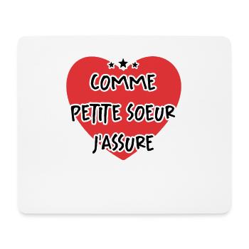 Comme Petite Soeur J'assure Idée Cadeau Cœur Love - Tapis de souris (format paysage) - blanc - Devant