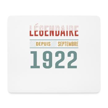 Légendaire Depuis Septembre 1922 Anniversaire - Tapis de souris (format paysage) - blanc - Devant