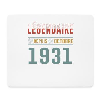 Légendaire Depuis Octobre 1931 Anniversaire - Tapis de souris (format paysage) - blanc - Devant