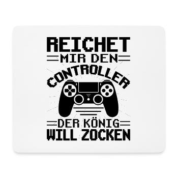 Zocken Reichet Mir Den Controller König - Mousepad (Querformat) - Weiß - Vorne