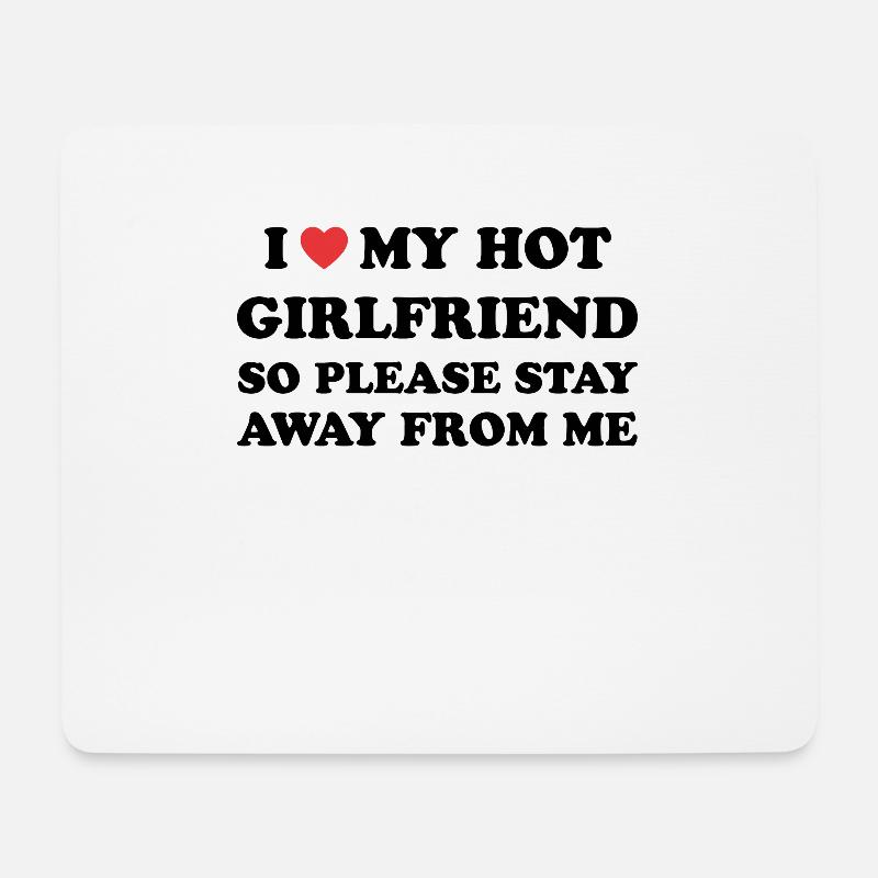 Liebe meine heiße Freundin - Abstand halten! - Mousepad (Querformat) - Weiß