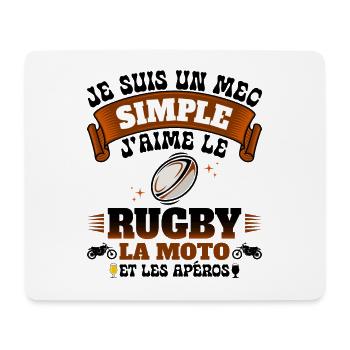 Motard Rugbyman Rugby Apéro Et Moto - Tapis de souris (format paysage) - blanc - Devant