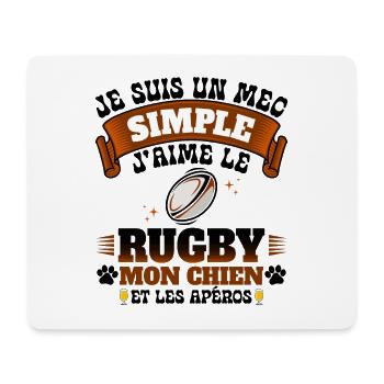Rugbyman Humour Rugby Apéro Et Chien - Tapis de souris (format paysage) - blanc - Devant