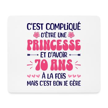 Femme Princesse Anniversaire 70 Ans - Tapis de souris (format paysage) - blanc - Devant