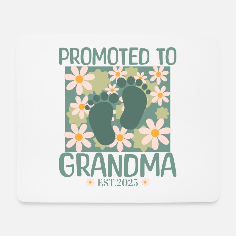 Beförderung zur Oma 2025 Baldige Oma - Mousepad (Querformat) - Weiß