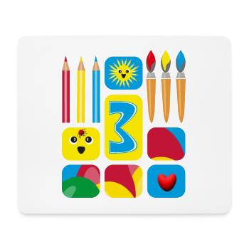 3 / Kindergeburtstags drei mit Herz und Sonne. - Mousepad (Querformat) - Weiß - Vorne