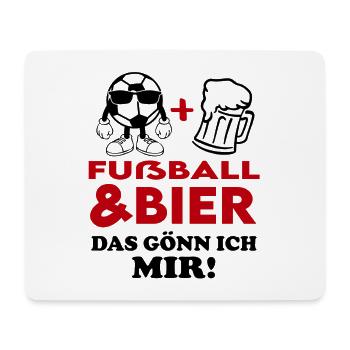 Fußball Fussball und Bier Gönn ich mir Fußballfan - Mousepad (Querformat) - Weiß - Vorne