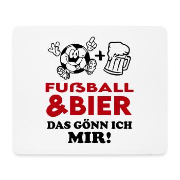 Fußball Fussball und Bier Gönn ich mir Fußballfan - Mousepad (Querformat) - Weiß - Vorne