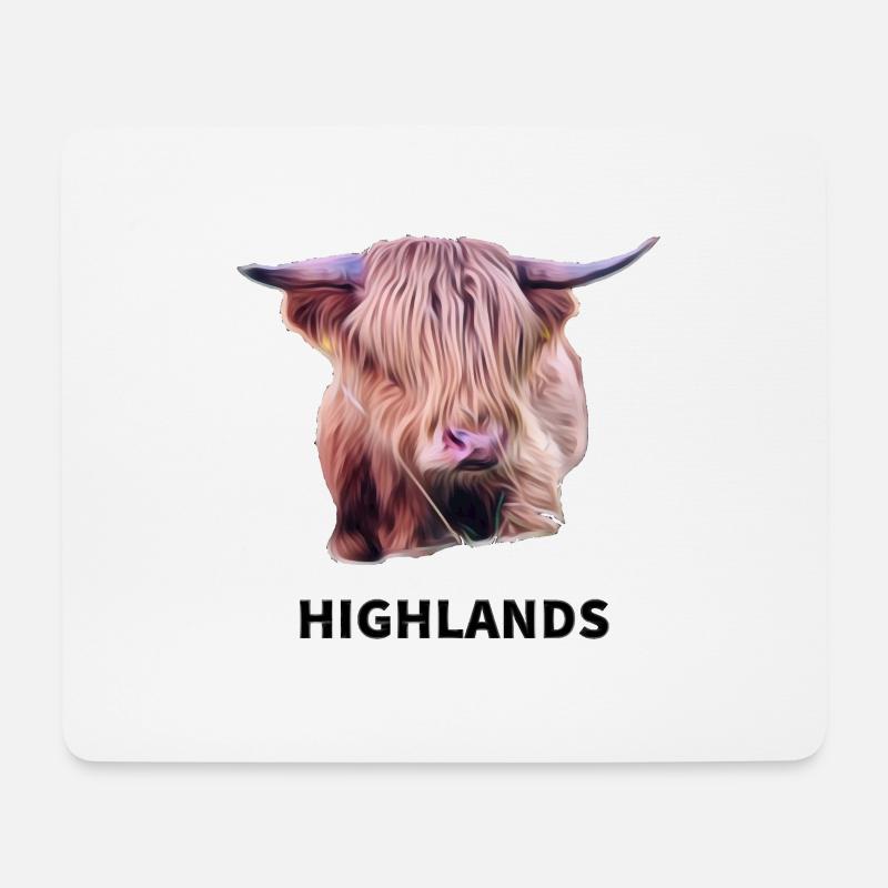 Highland Rind - Mousepad (Querformat) - Weiß