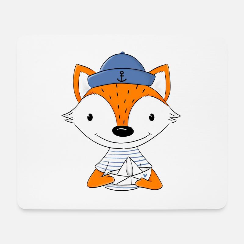 Matrosen Fuchs mit Papierboot - Mousepad (Querformat) - Weiß