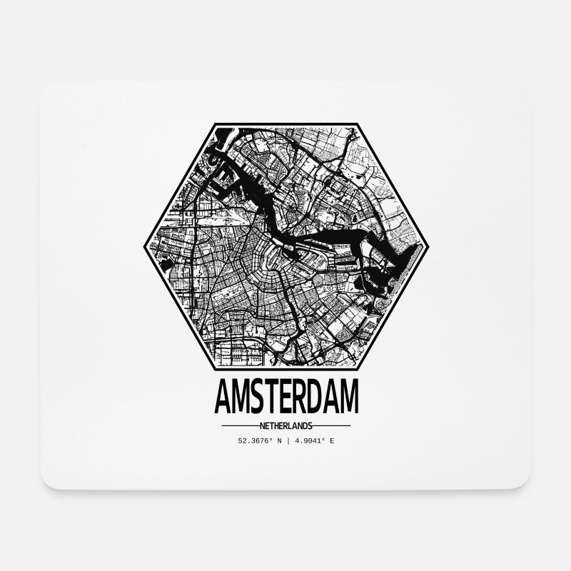 Amsterdam City Map (White) - Mouse Pad (horizontal) - white