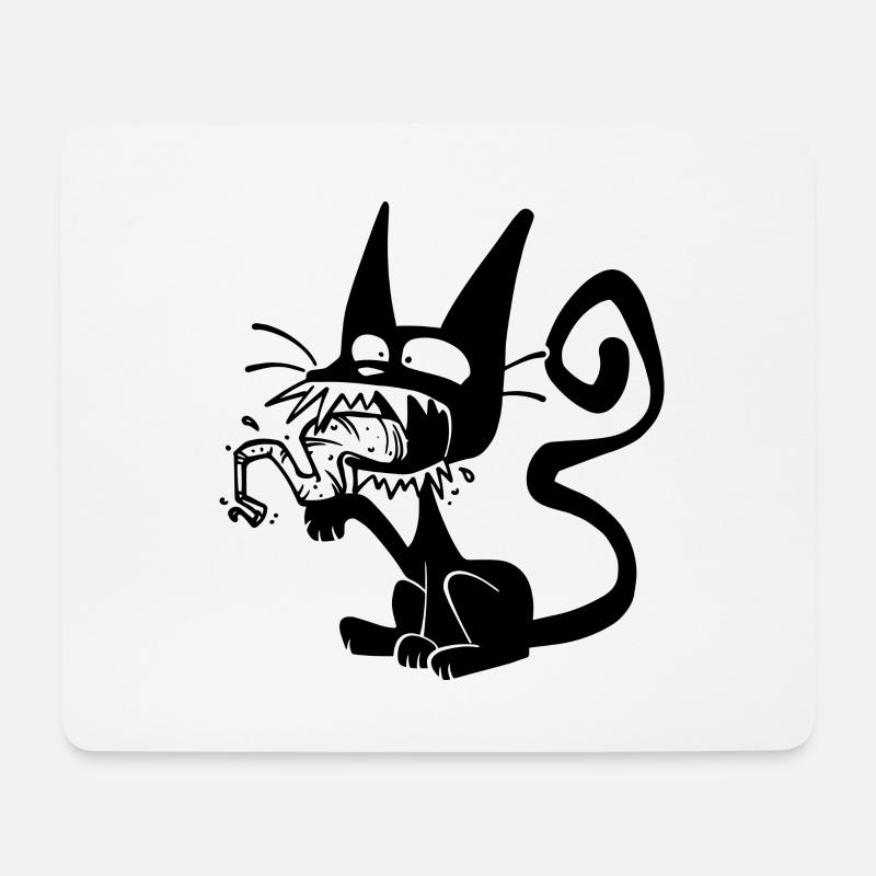 Blaack Cat licking paw - Mouse Pad (horizontal) - white