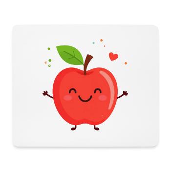 Happy apple illustration - Mouse Pad (horizontal) - white - Front