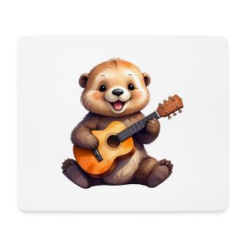 Little cartoon otter playing the guitar – Cool - Mouse Pad (horizontal) - white - Front