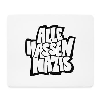 Alle_hassen_Nazis_sw - Mousepad (Querformat) - Weiß - Vorne