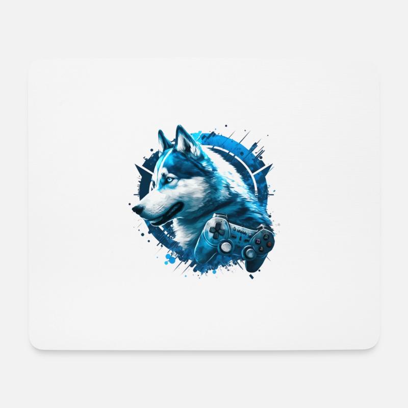 Gaming Husky Blau - Mousepad (Querformat) - Weiß