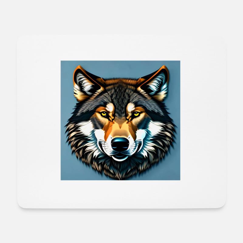 Standard-Wolf-Porträt - Mousepad (Querformat) - Weiß