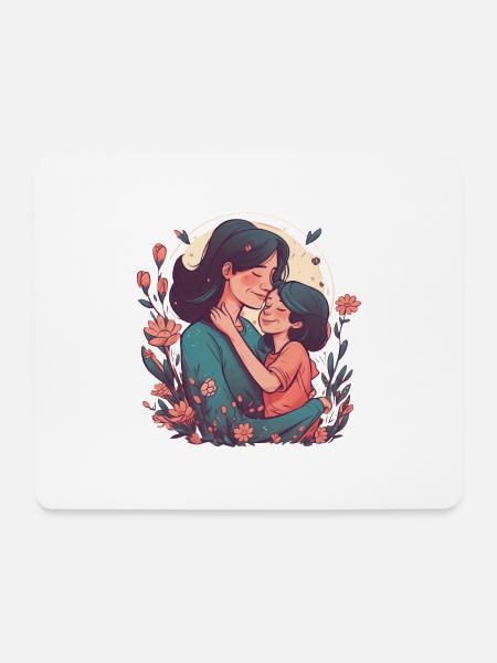 Wunderschönes Muttertagsdesign, Kind umarmt Mutter - Mousepad (Querformat) - Weiß