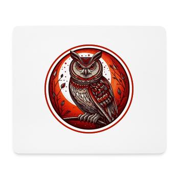 Roter Eulenkreis Emblem - Eule - Nachtvogel - Mousepad (Querformat) - Weiß - Vorne