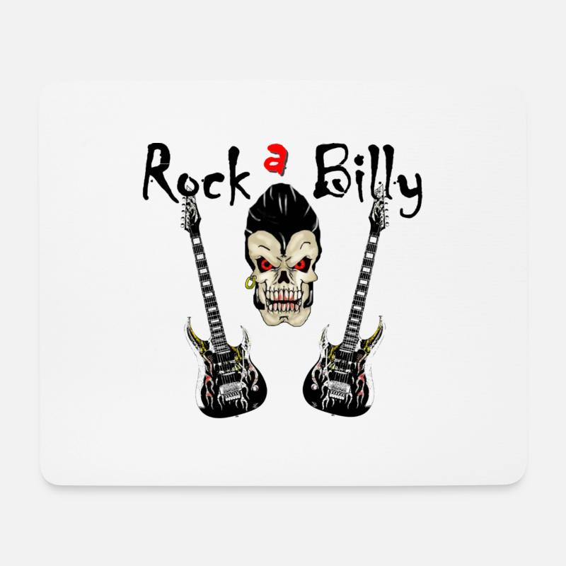 skull rockabilly - Mouse Pad (horizontal) - white