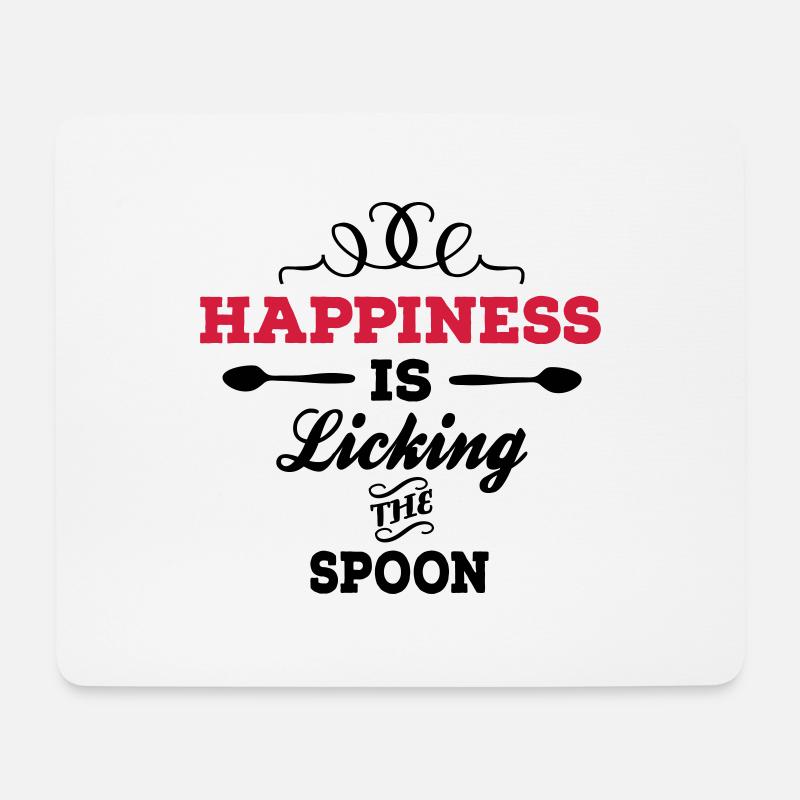 Happiness is licking the spoon - Mouse Pad (horizontal) - white