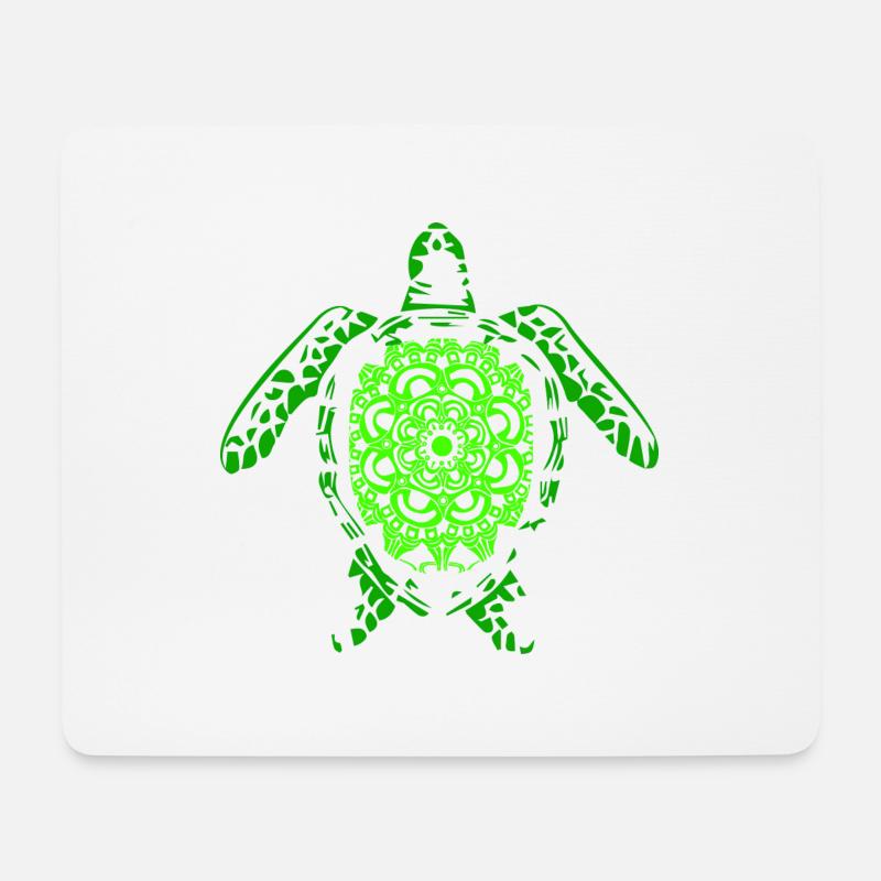 Grüne gemusterte Meeresschildkröte Schildkröte - Mousepad (Querformat) - Weiß