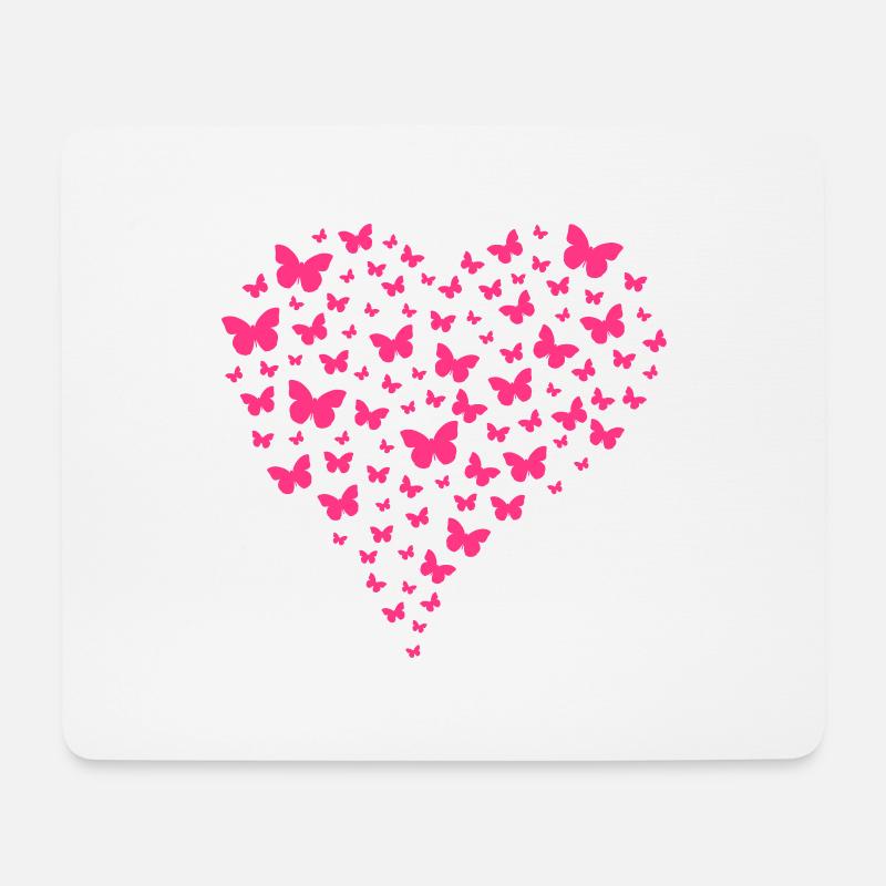 Herz aus Schmetterlingen - Farbe änderbar - Mousepad (Querformat) - Weiß