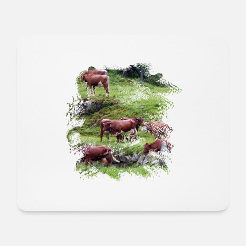 Milchkühe auf der Hochalm - Mousepad (Querformat) - Weiß