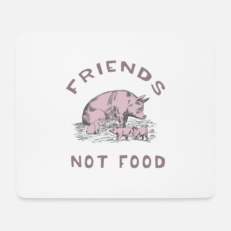 Friends not Food - Mousepad (Querformat) - Weiß