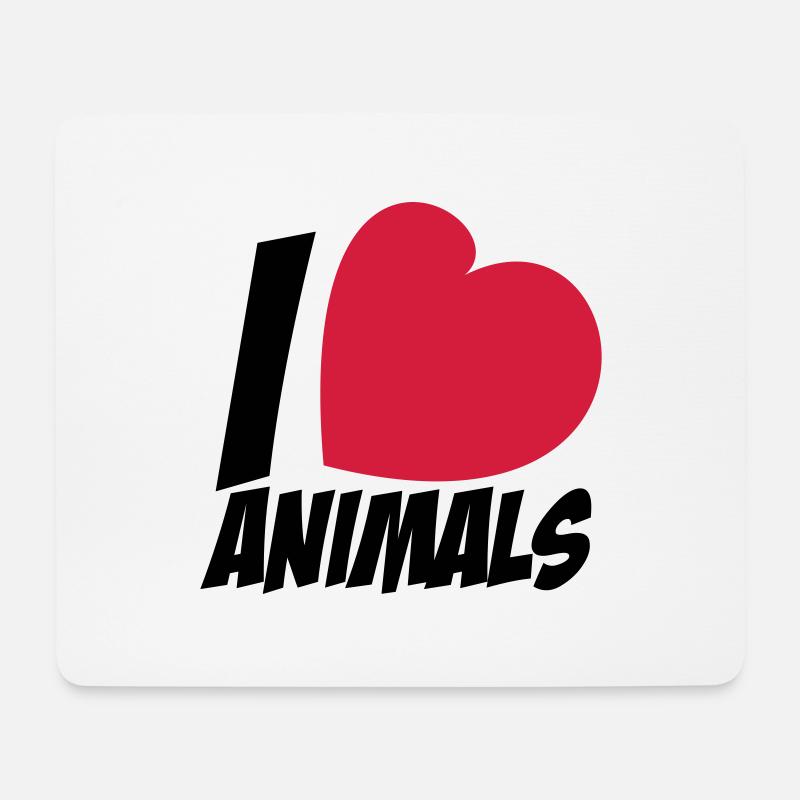 I love animals - Mousepad (Querformat) - Weiß