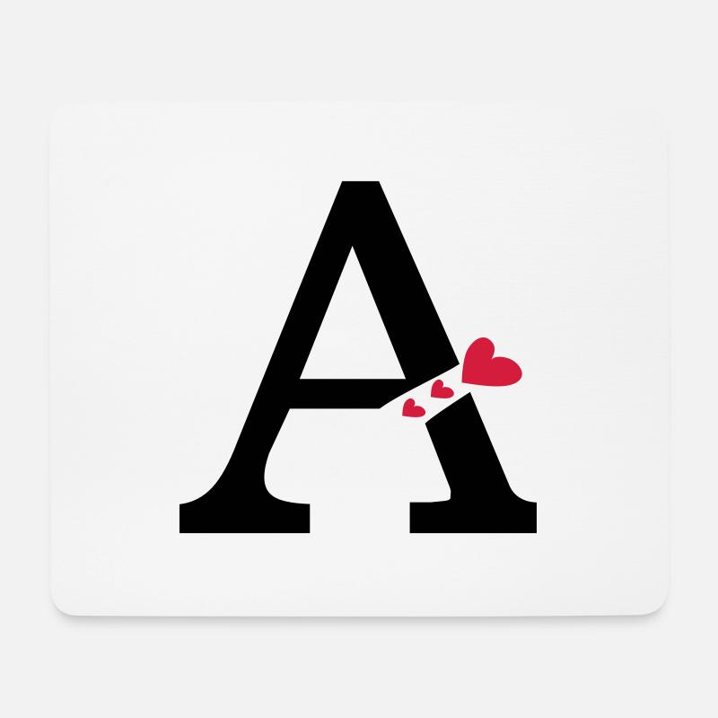 Capital letter A with hearts - Mouse Pad (horizontal) - white